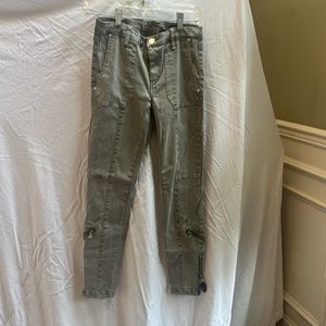 Green Zipper Stretching Cargo Pants with Zipper Detail from BlankNYC